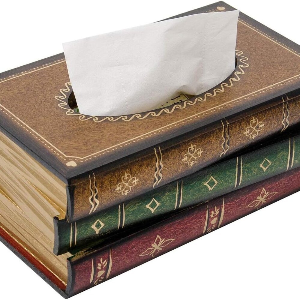 Eco-Friendly Antique Book Tissue Box Cover – Stylish Vintage Home Decoration